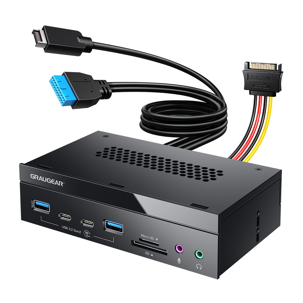 GRAUGEAR Multi Frontblende 8-Port + Kartenleser USB,SD,Micro