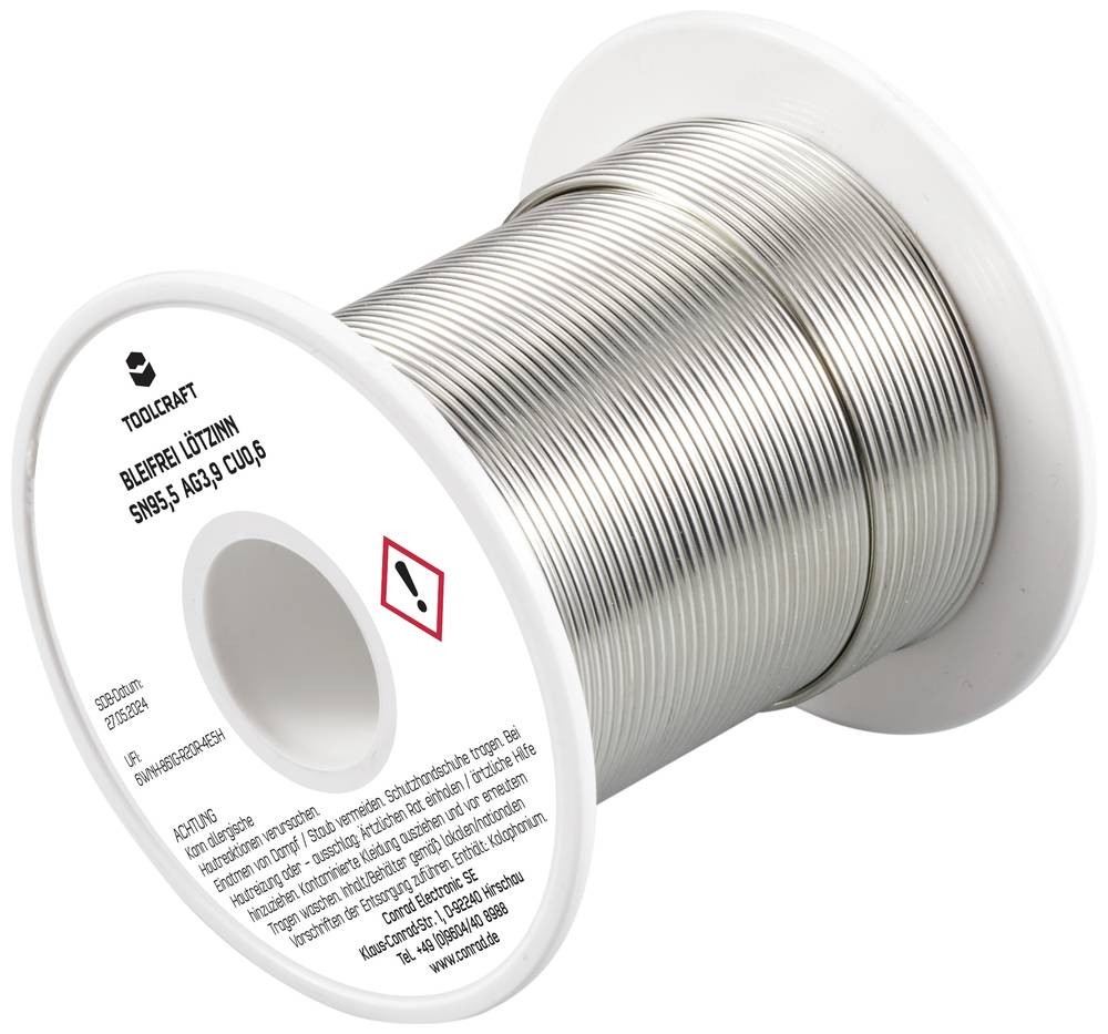 TOOLCRAFT TO-9503319 Lötzinn, bleifrei Spule Sn95,5Ag3,9Cu0,6 ROL1