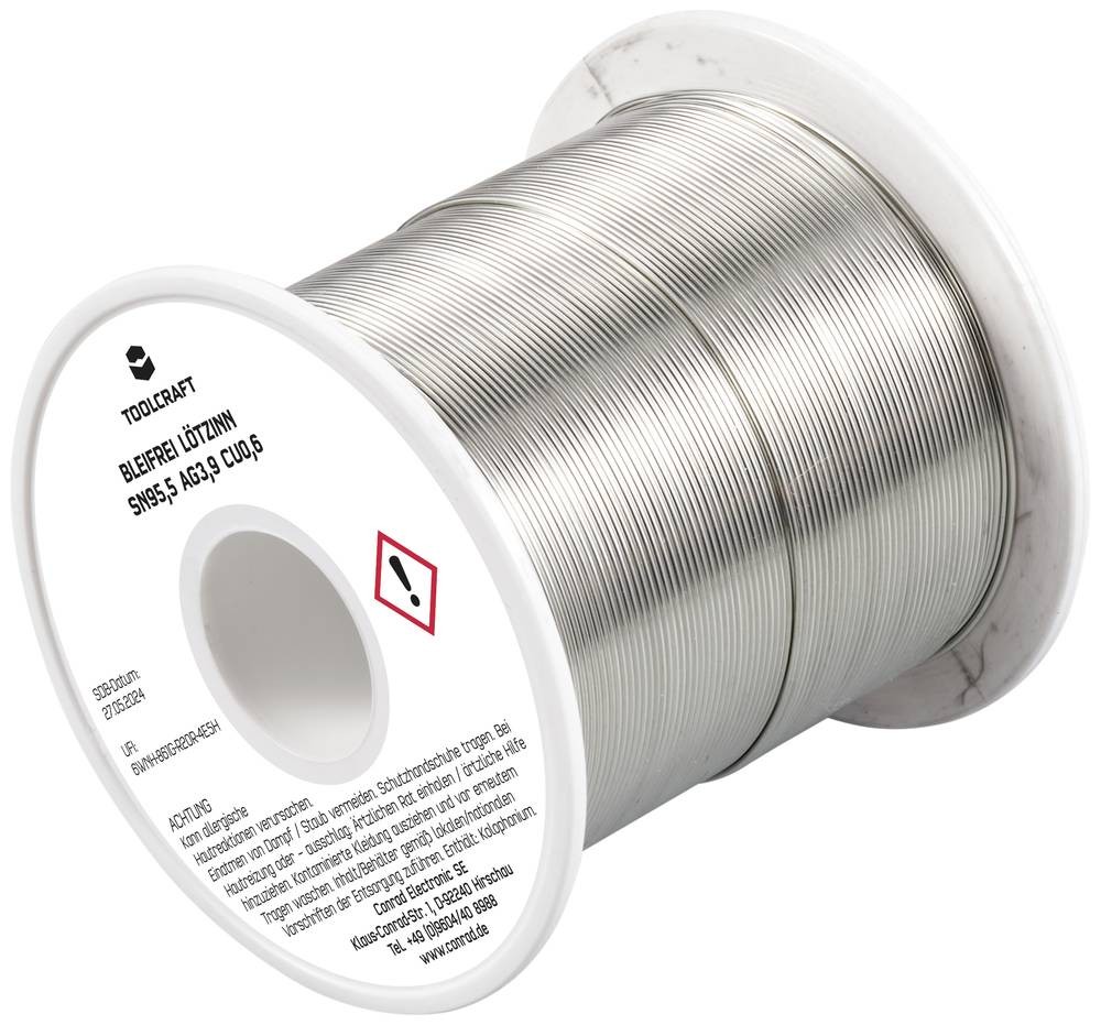 TOOLCRAFT TO-9503310 Lötzinn, bleifrei Spule Sn95,5Ag3,9Cu0,6 ROL1