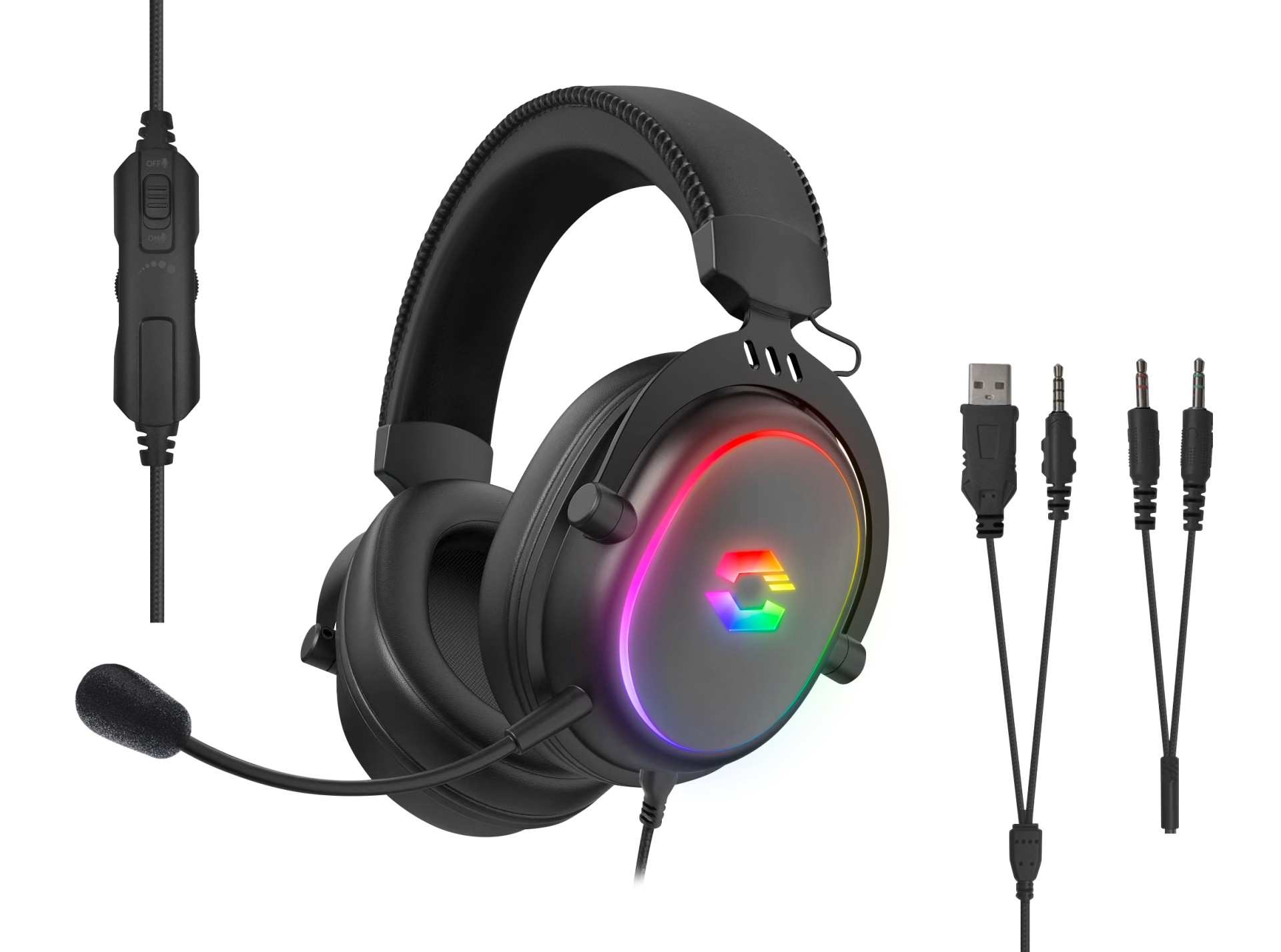 SPEEDLINK CONUX RGB Casque Avec fil Arceau Jouer USB Type-A Noir -