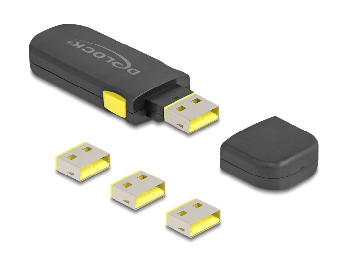 DeLOCK 22031 port blocker Port blocker + key USB Type-A Black, Yellow