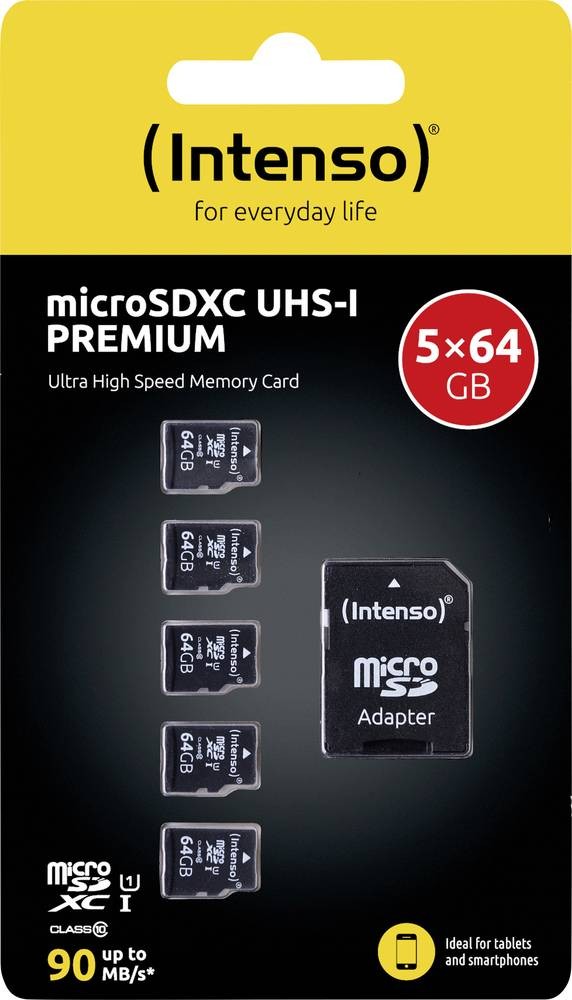 Intenso Premium 5er Pack (5 x 64 GB) microSDXC-Karte 64GB Class 10