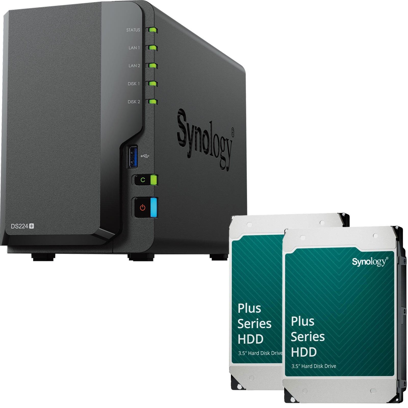 Synology DiskStation DS224+ 2 Einschübe NAS-Server + 2x 12TB (24TB)
