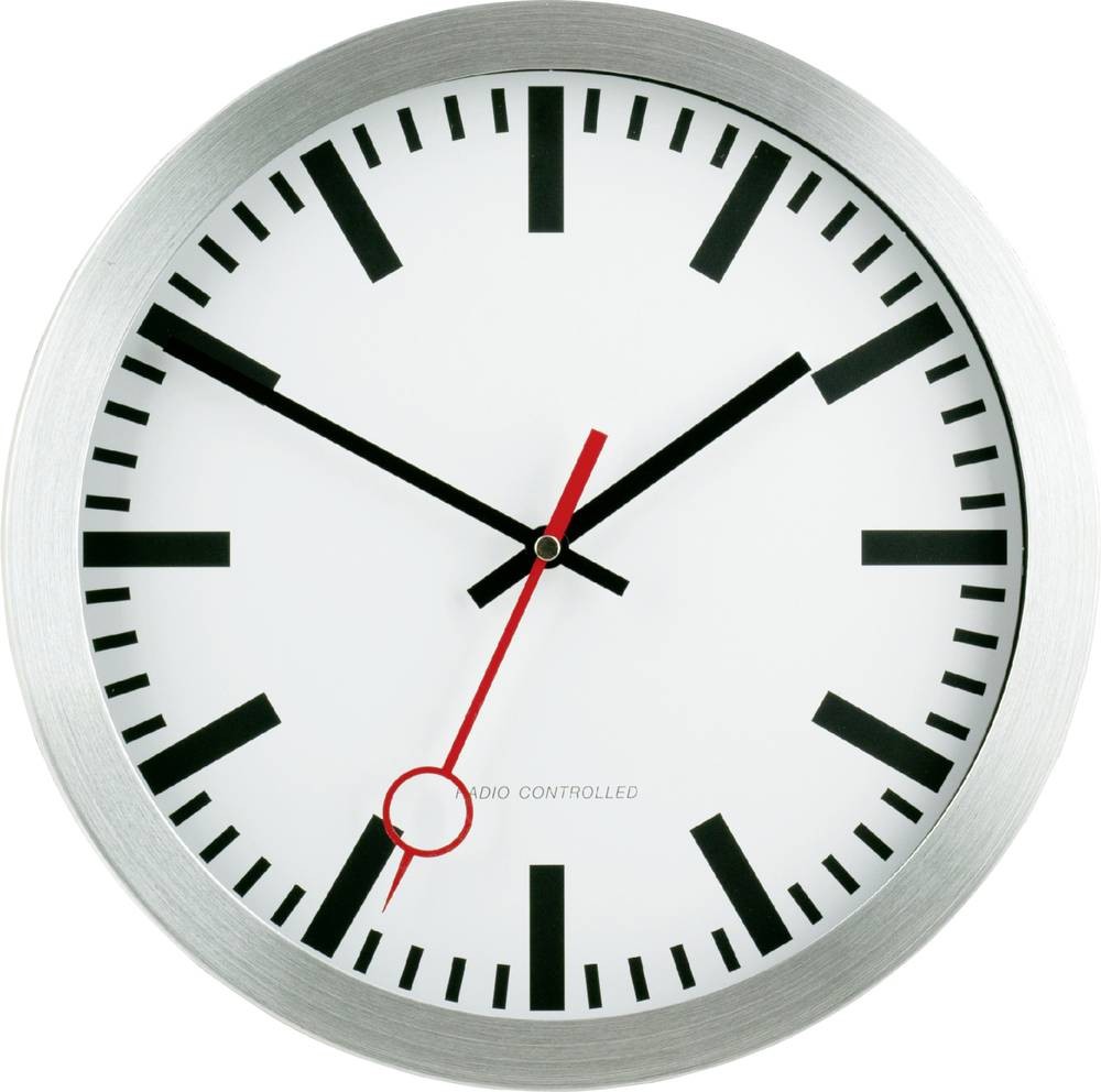 EUROTIME 59002-07 Funk Wanduhr 30cm Silber