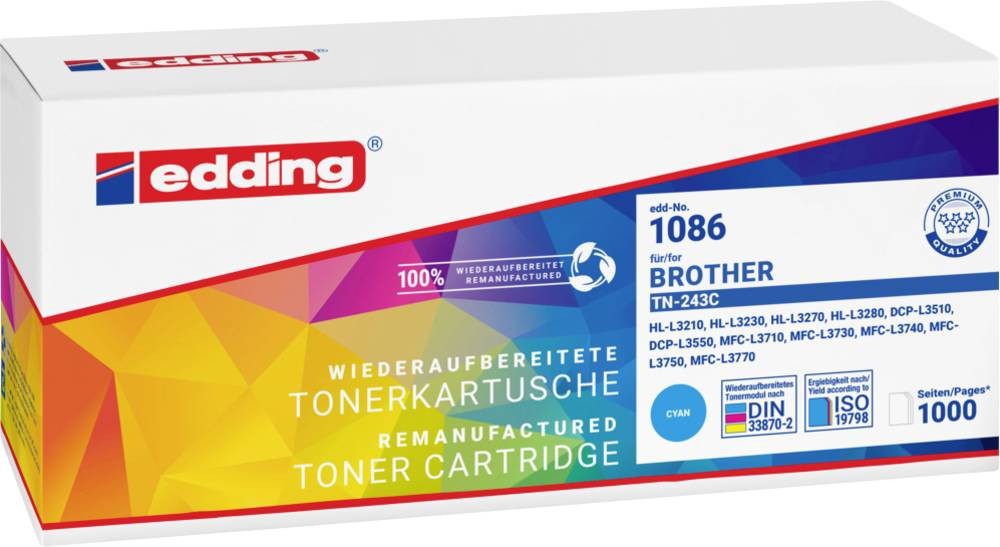 Edding EDD-1086 toner cartridge 1 pc(s) Compatible Cyan - Edding EDD-