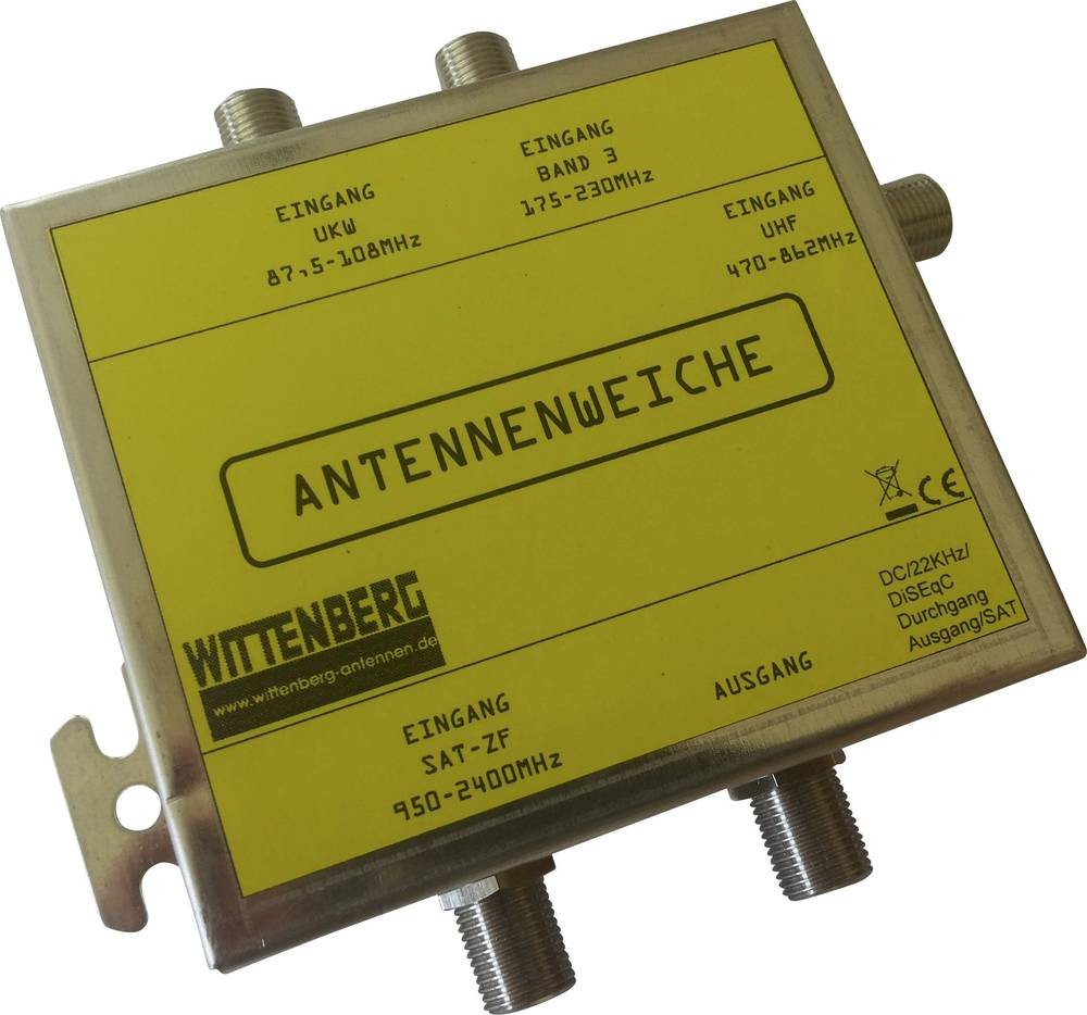 Wittenberg Antennen 4 in 1 Antennenweiche UKW, DAB+, UHF, SAT