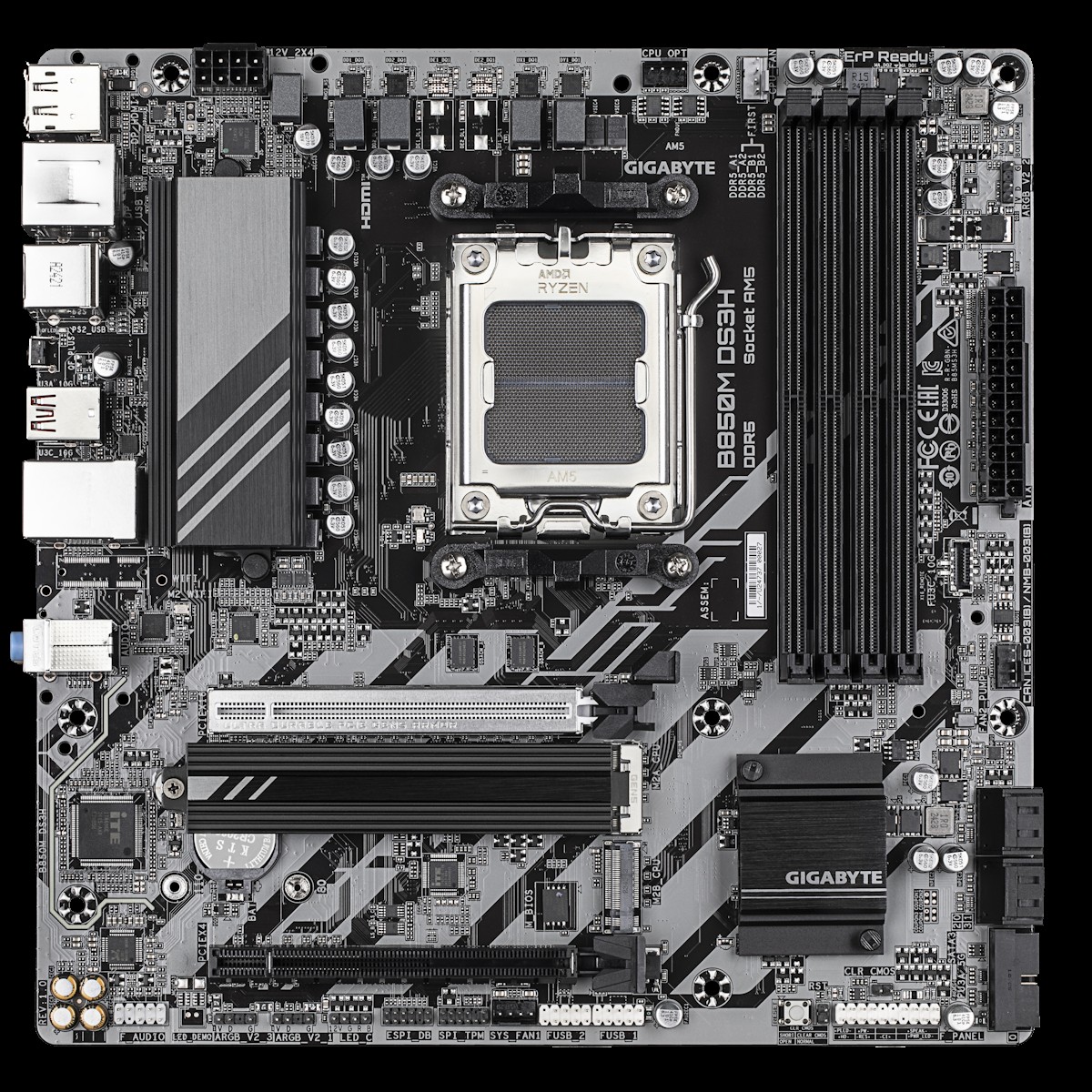 GIGABYTE B850M DS3H Motherboard - AMD Ryzen 9000 Series CPUs, 16+2+2