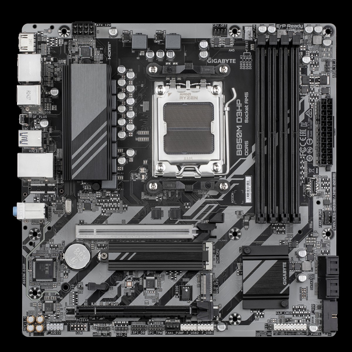 GIGABYTE B850M D3HP Motherboard - AMD Ryzen 9000 Series CPUs, 5+2+2