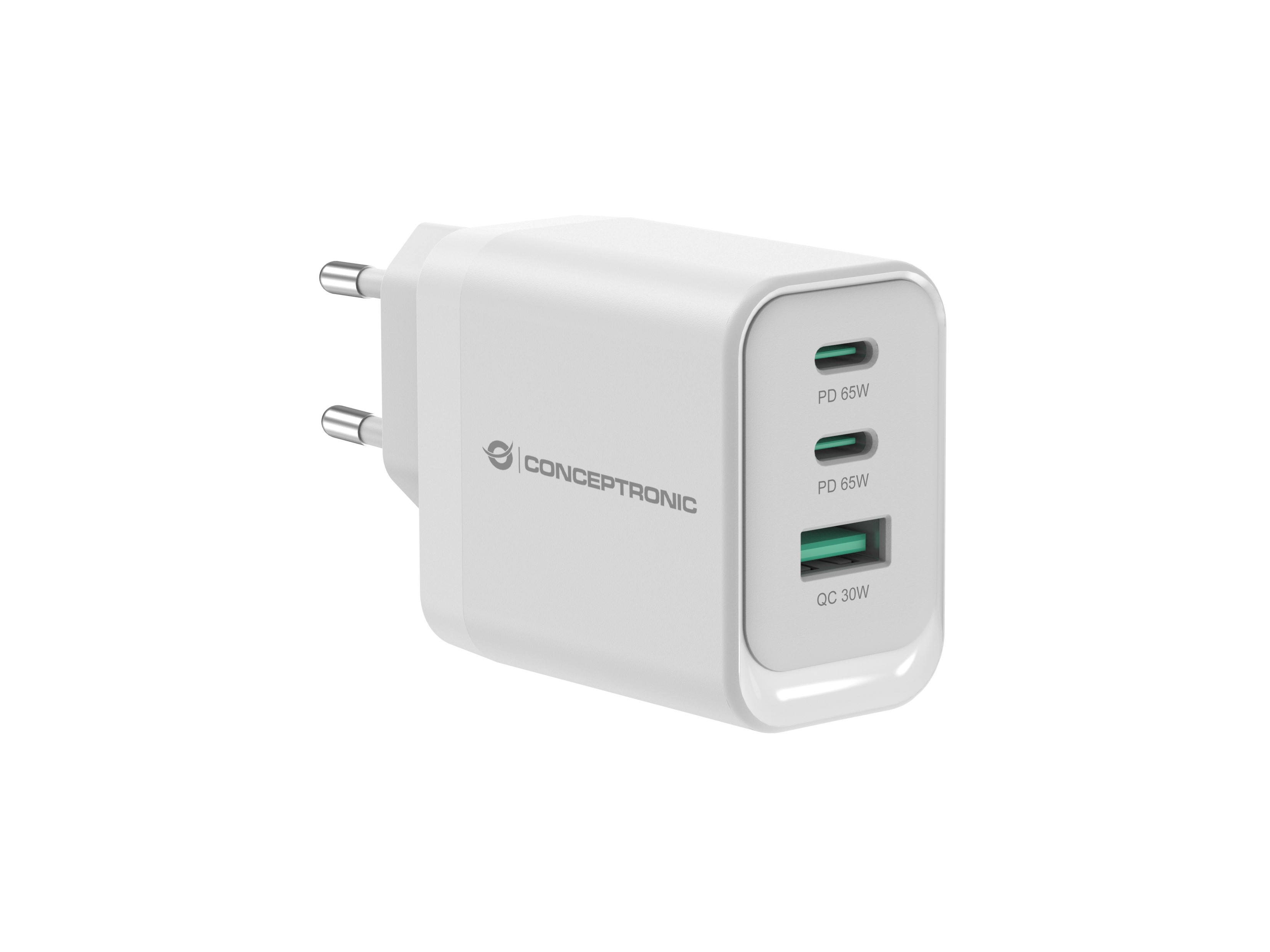 Conceptronic ALTHEA21W65 3-Port 65W GaN USB PD Charger, USB-C x 2,