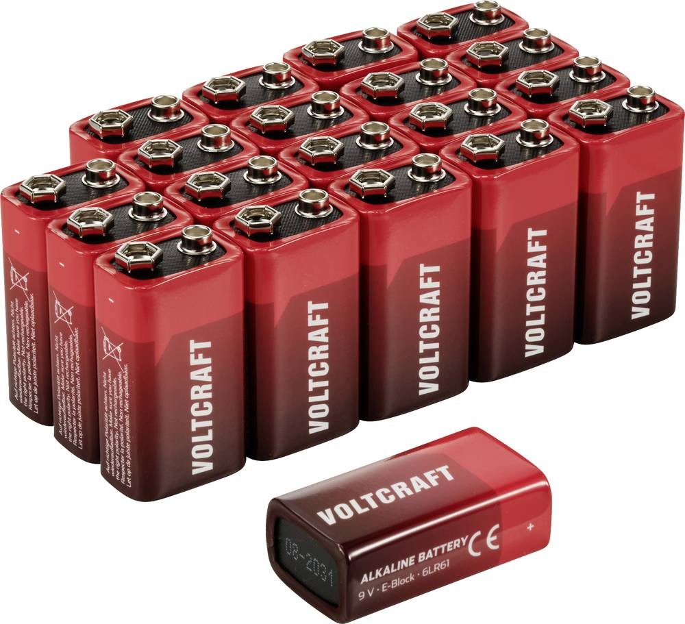 VOLTCRAFT VC-16107985 9V Block-Batterie Alkali-Mangan 550 mAh 9V 20St.