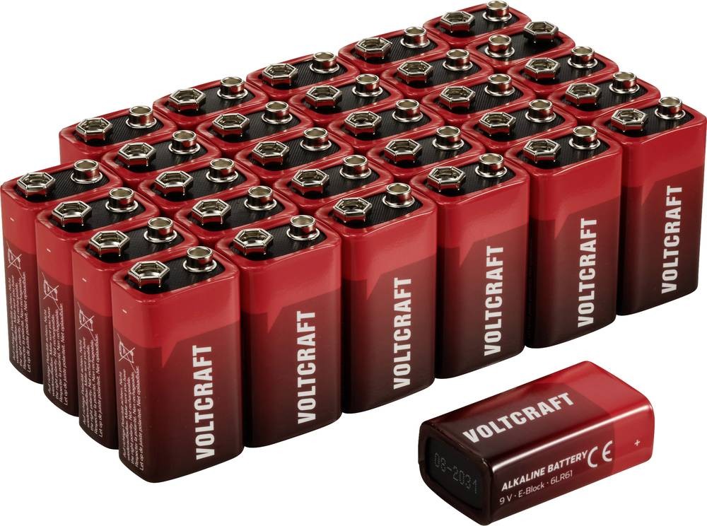 VOLTCRAFT VC-16107990 9V Block-Batterie Alkali-Mangan 550 mAh 9V 30St.