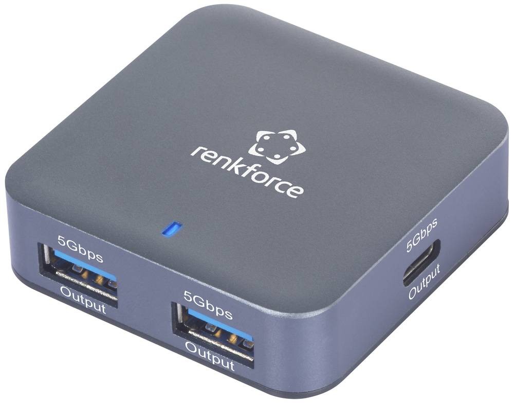 Renkforce RF-USBH-480 2 Port USB-Hub USB-A with Aluminiumcase, with