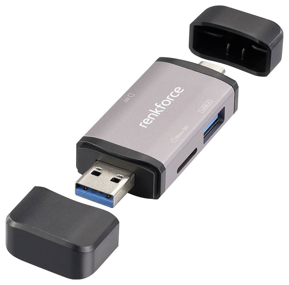 Artikelbild 1 des Artikels “Renkforce RF-CR-480 Externer Speicherkartenleser USB-A, USB-C® Aluminium-Grau “
