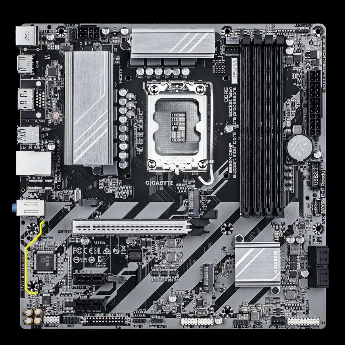 GIGABYTE B860M D3HP Motherboard - Intel Core Ultra Series CPUs, 4+1+2+