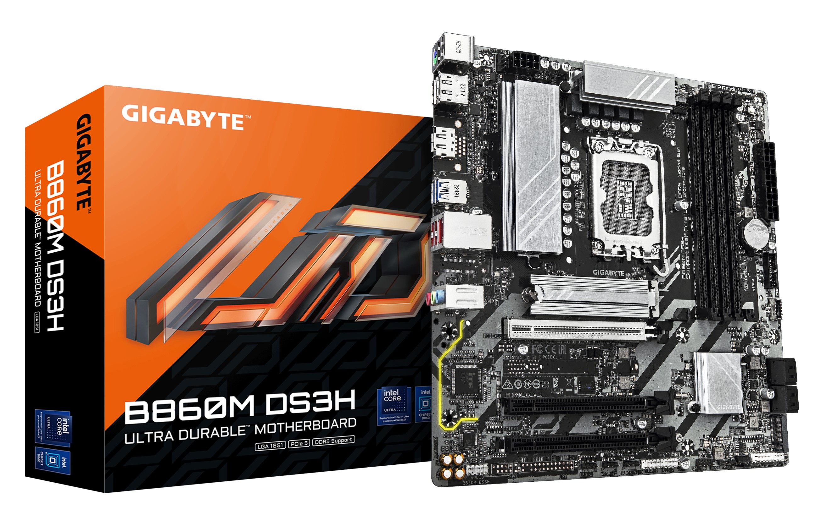 GIGABYTE B860M DS3H Motherboard - Intel Core Ultra Series CPUs, 5+1+2+