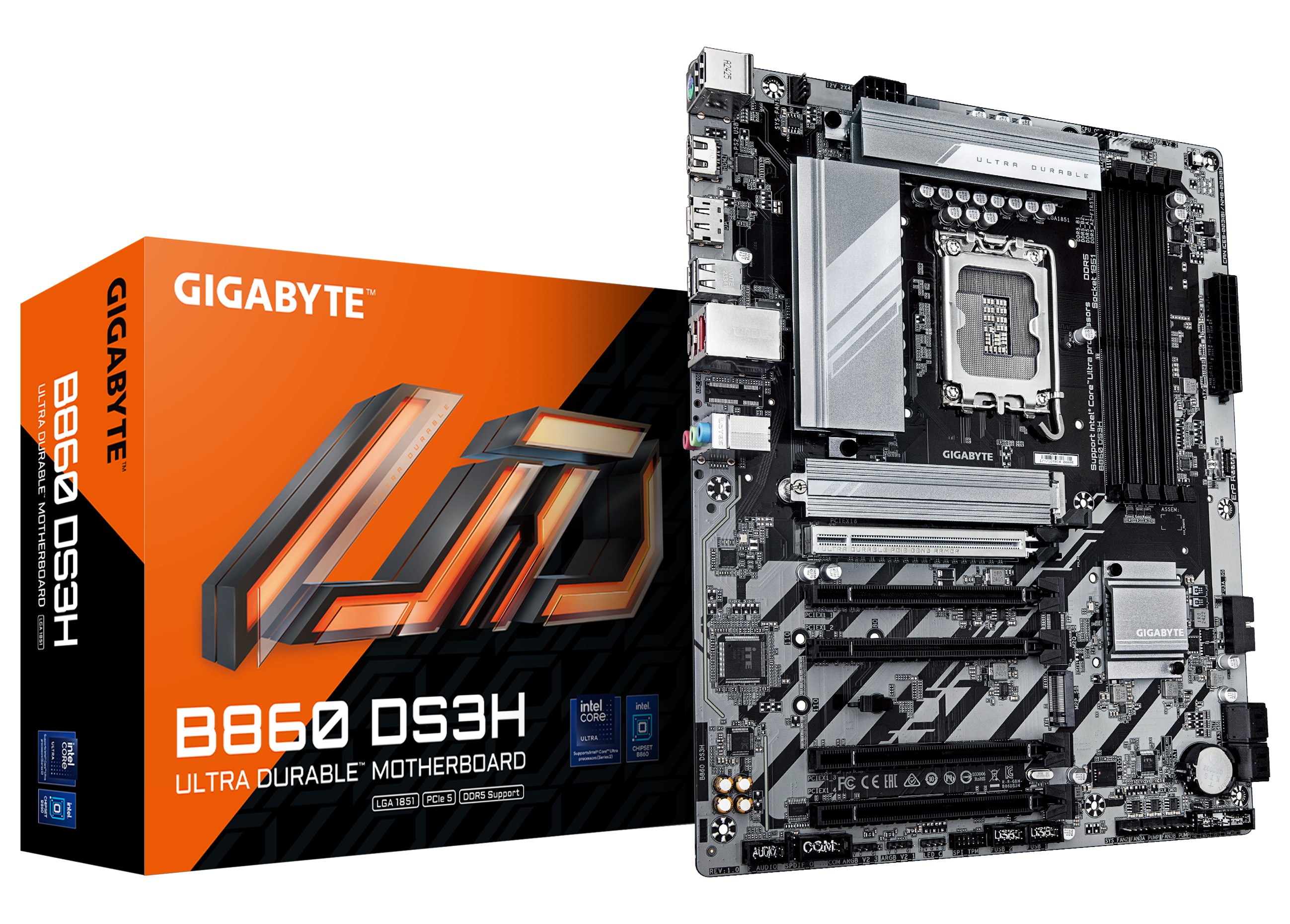 GIGABYTE B860 DS3H Motherboard - Supports Intel Core Ultra CPUs, 8+1+