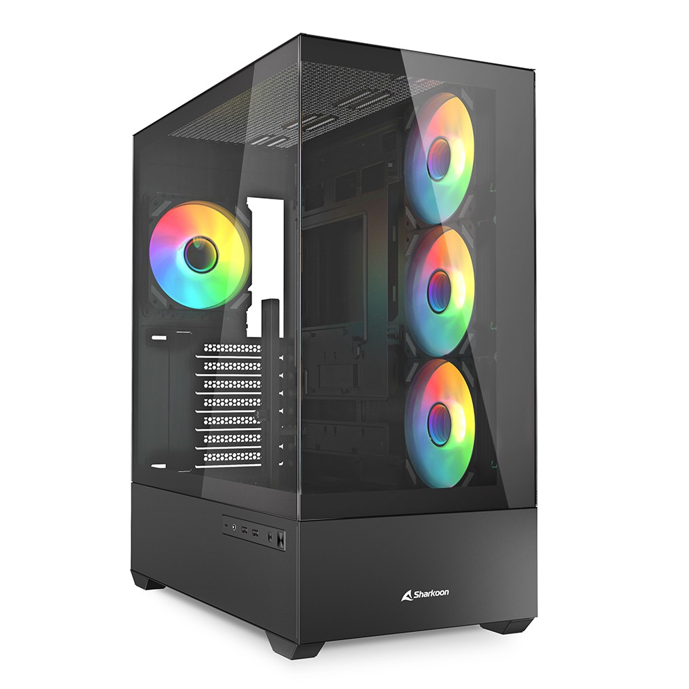 Sharkoon AK6 RGB Noir - Sharkoon AK6 RGB, PC, Noir, ATX, micro ATX,