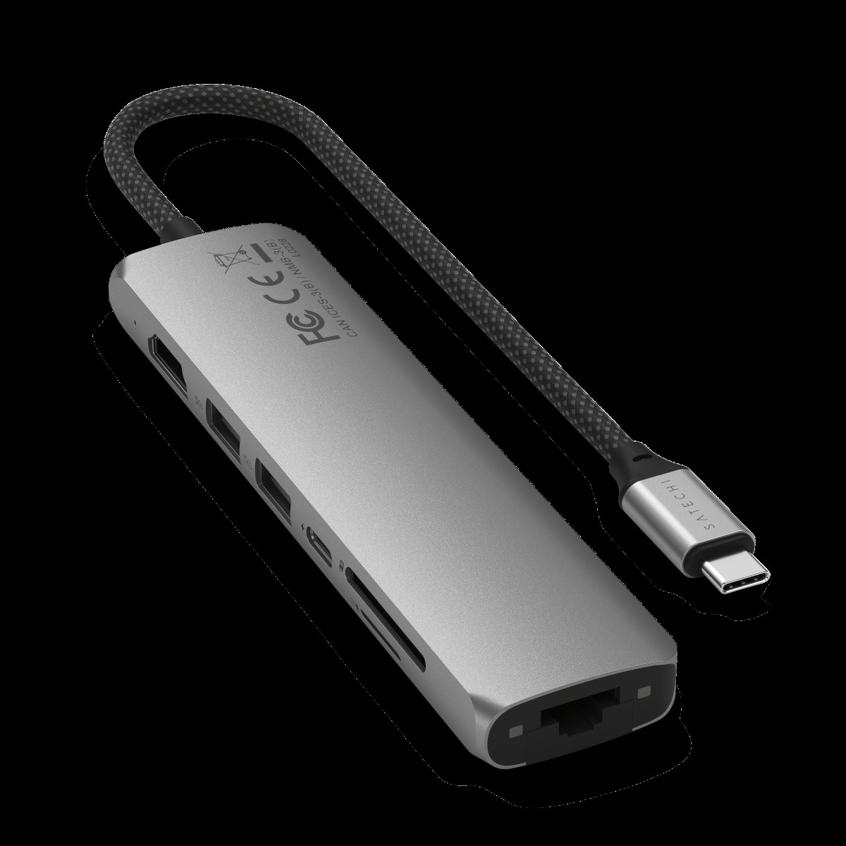 Satechi ST-P7SM hub de interfaz USB Tipo C 10000 Mbit/s Gris -