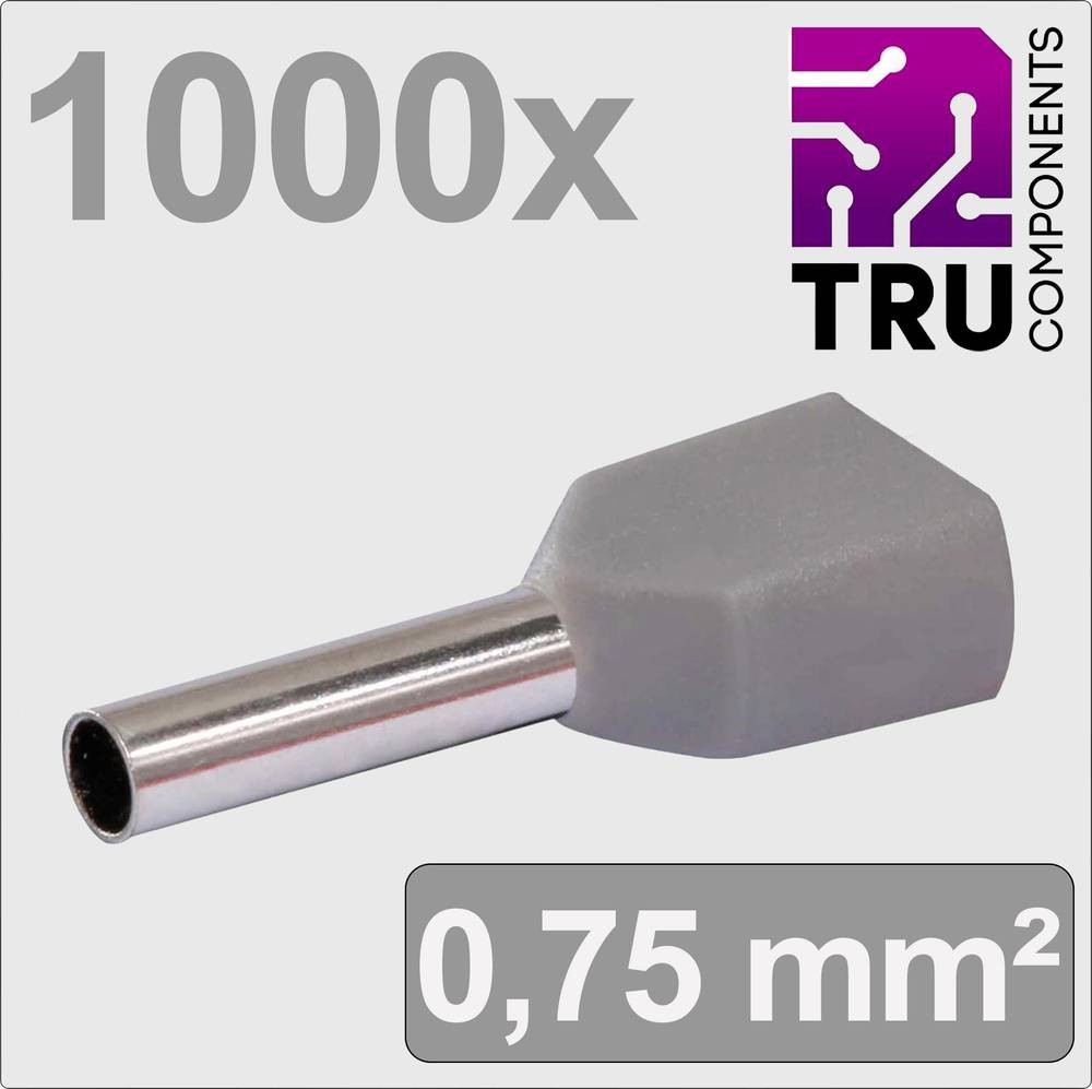TRU COMPONENTS TC-13377228 Zwillings-Aderendhülse 0.75mm²