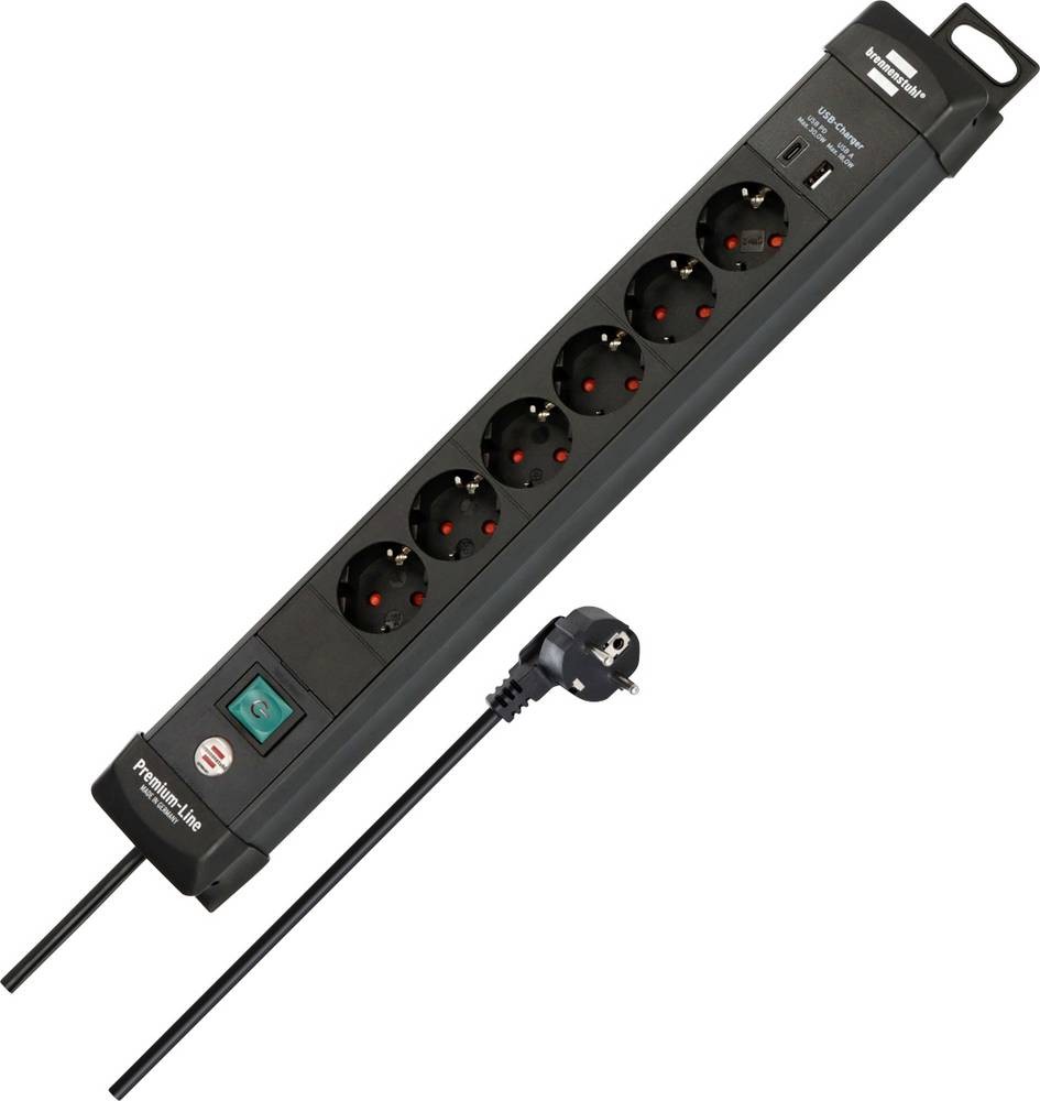 Brennenstuhl 1951160608 power strip with Schalter black Schutzkontakt
