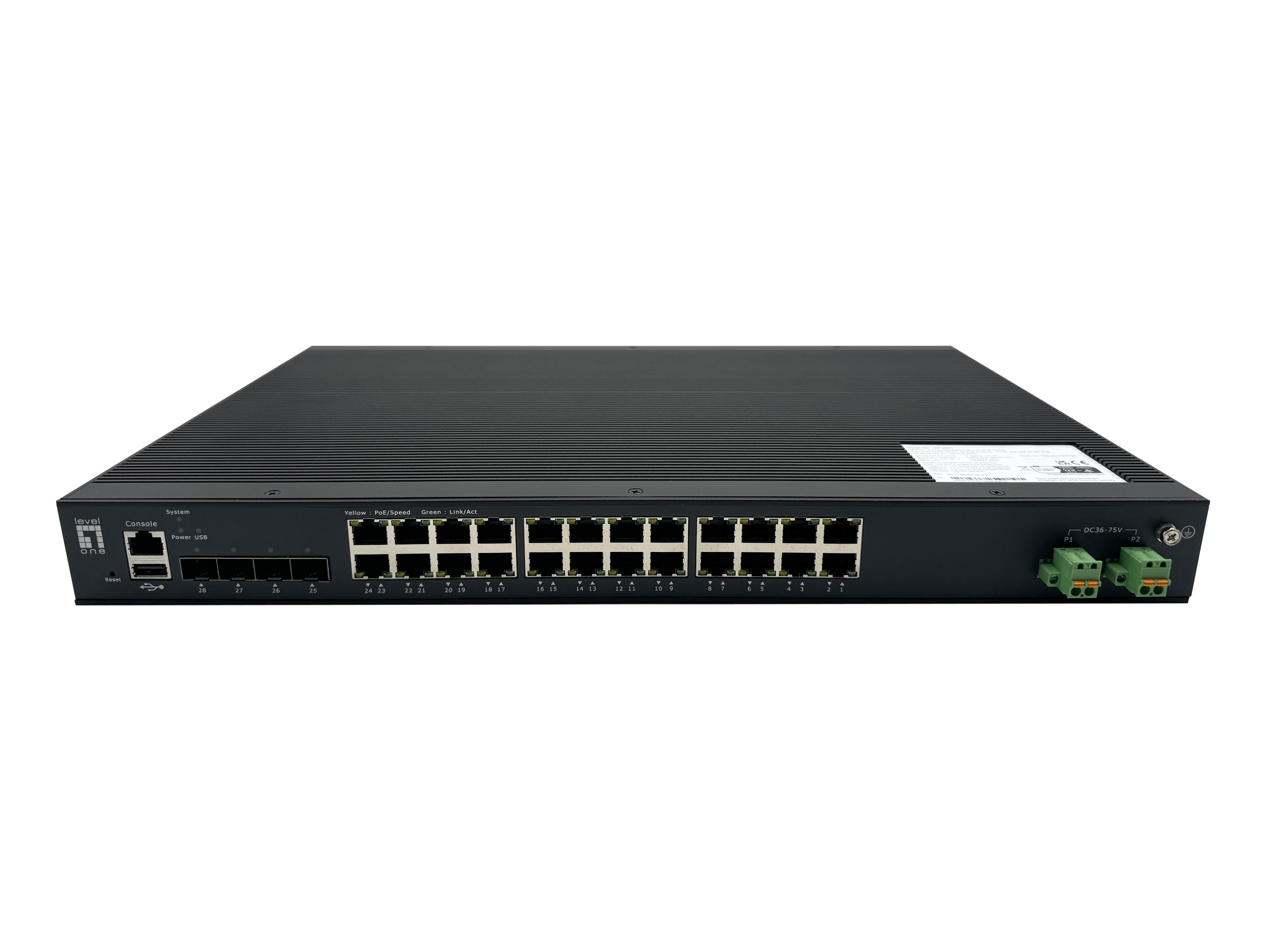 LevelOne Industr.PoE Switch 24xGE PoE/+ 370W Managed L2