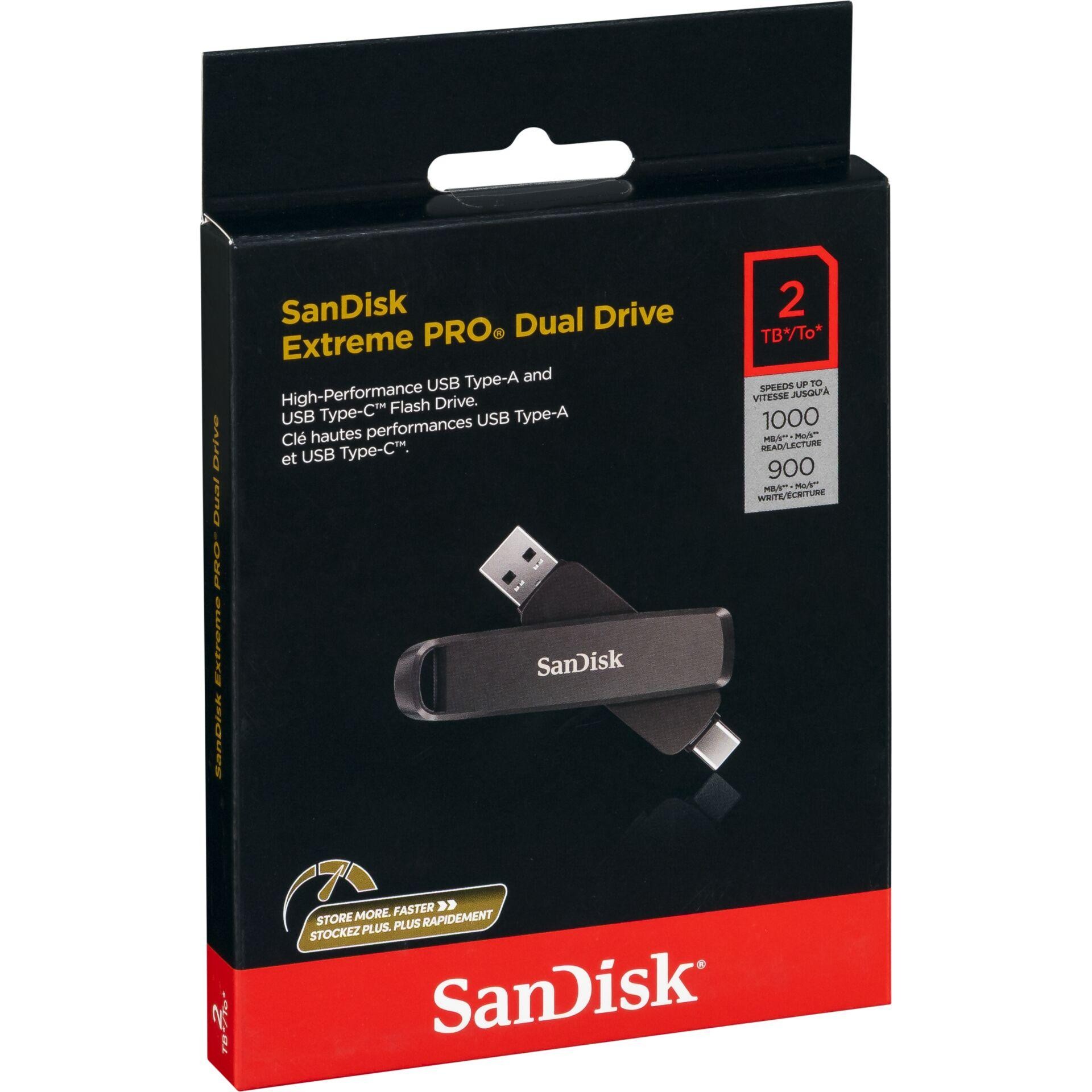 SanDisk Extreme Pro Dual Dri 2TB USB A+C Flash SDDDE1-2T00-G46