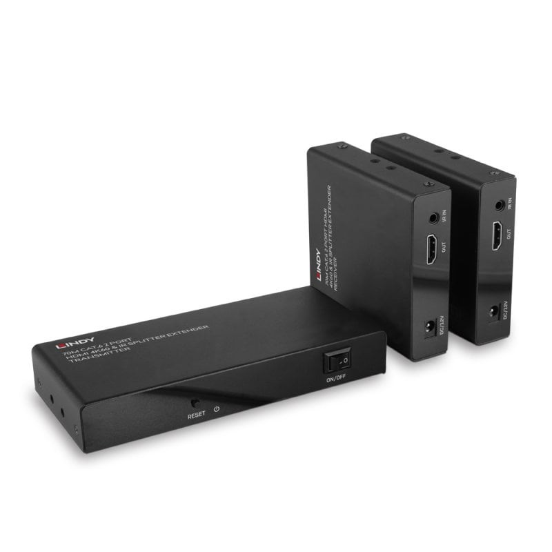 Lindy 70m Cat.6 2 Port HDMI 4K60 & IR Splitter Extender - Lindy 70m