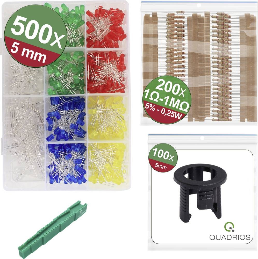 Quadrios 24O196 LED-Sortiment Rot, green, Gelb, Blau, white 20mA 3V
