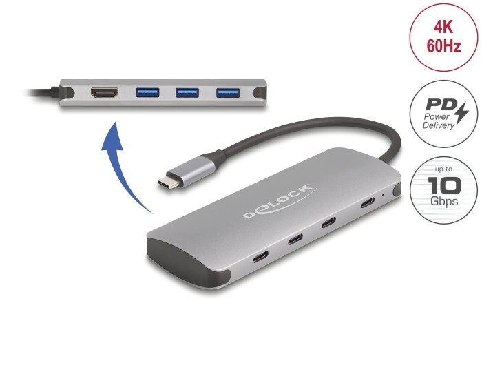 DeLOCK 64323 hub de interfaz USB 3.2 Gen 2 (3.1 Gen 2) Type-C 10000