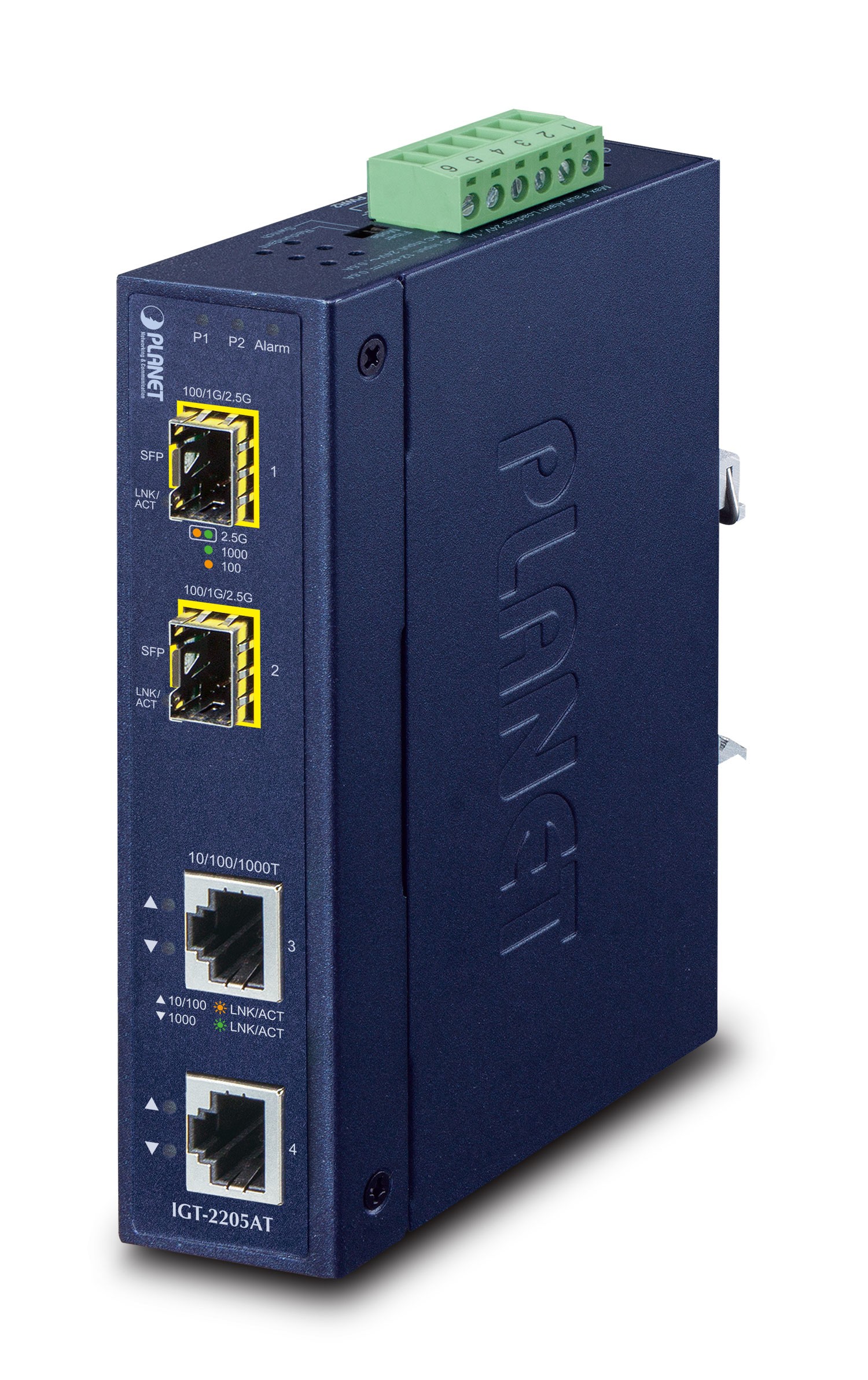 PLANET IP30 Industrial 2-port network media converter Blue - PLANET