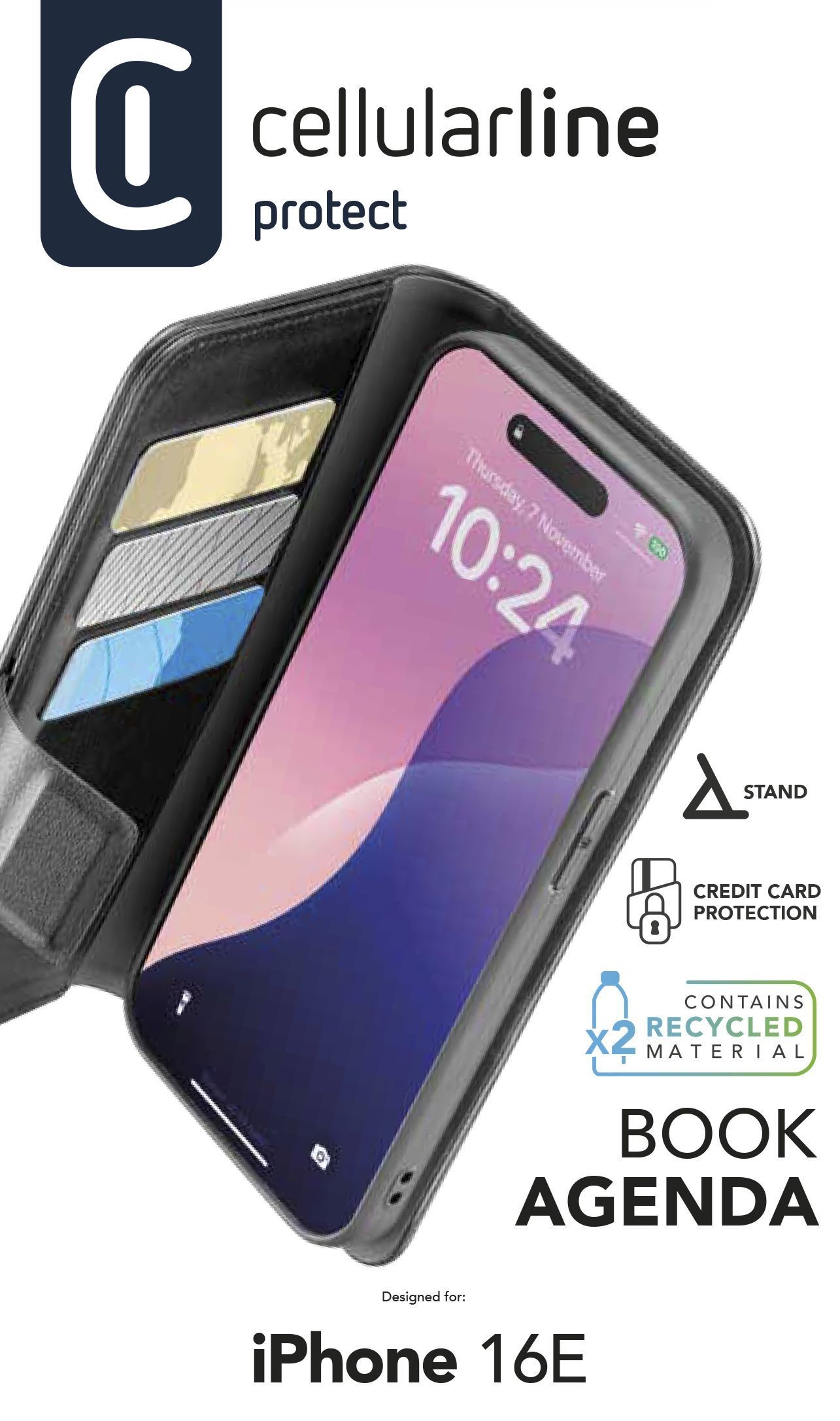 Cellularline Book Agenda - iPhone 16e/17e - Cellularline Book Agenda -
