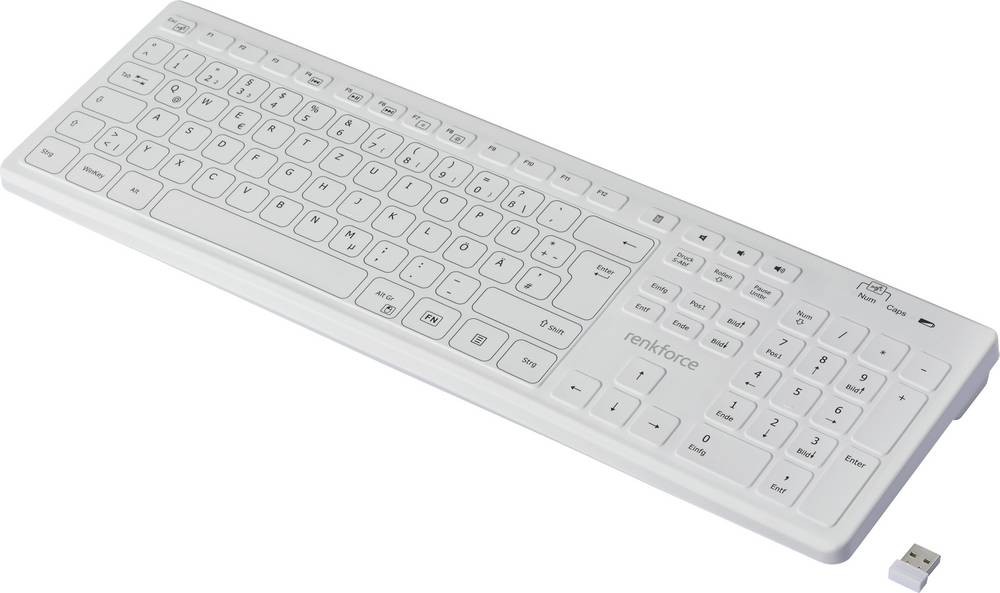 Renkforce RF-WRK-300 Kabellos Hygiene-Tastatur Deutsch, QWERTZ Weiß (