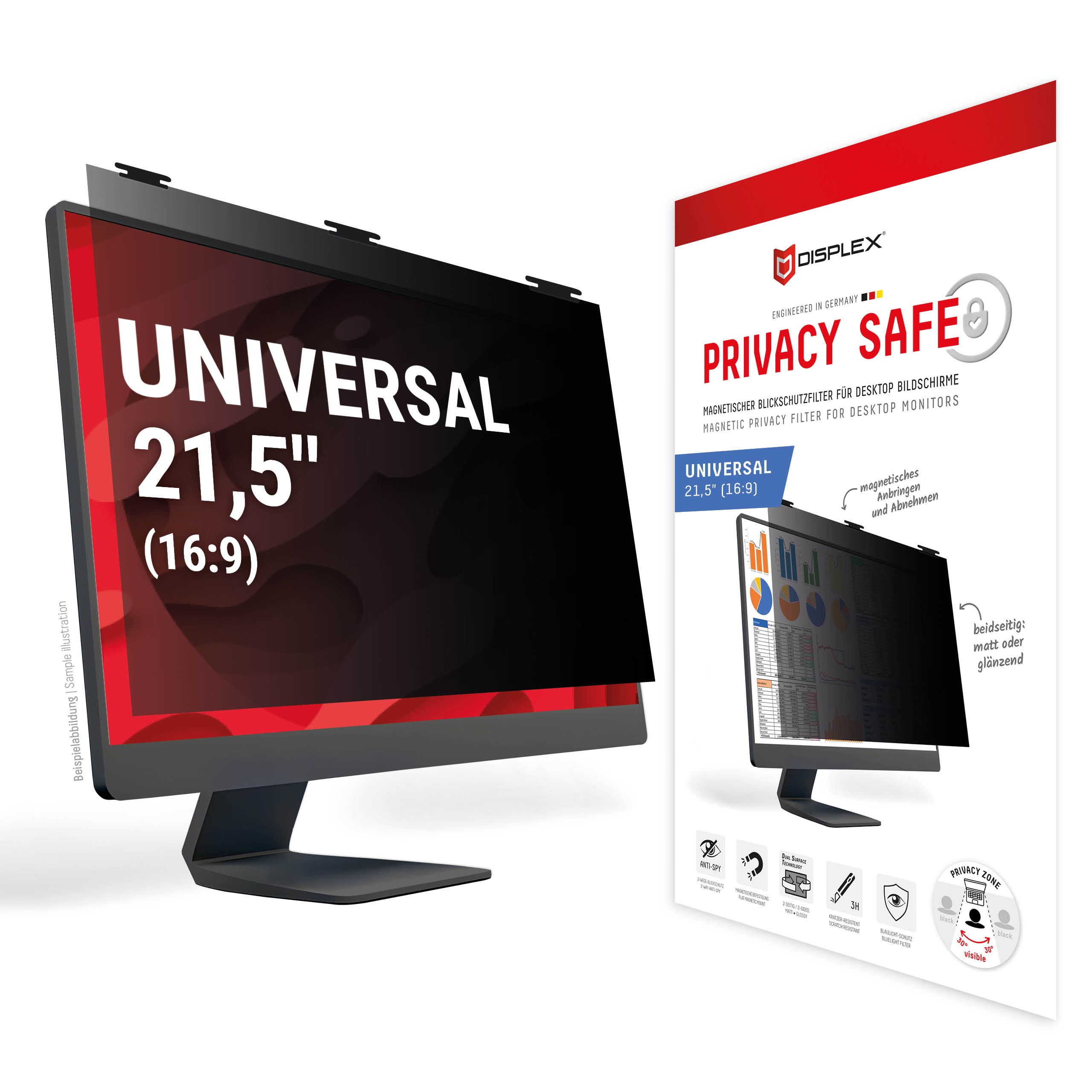 Displex PRIVACY SAFE removable 2-way privacy filter for Desktop