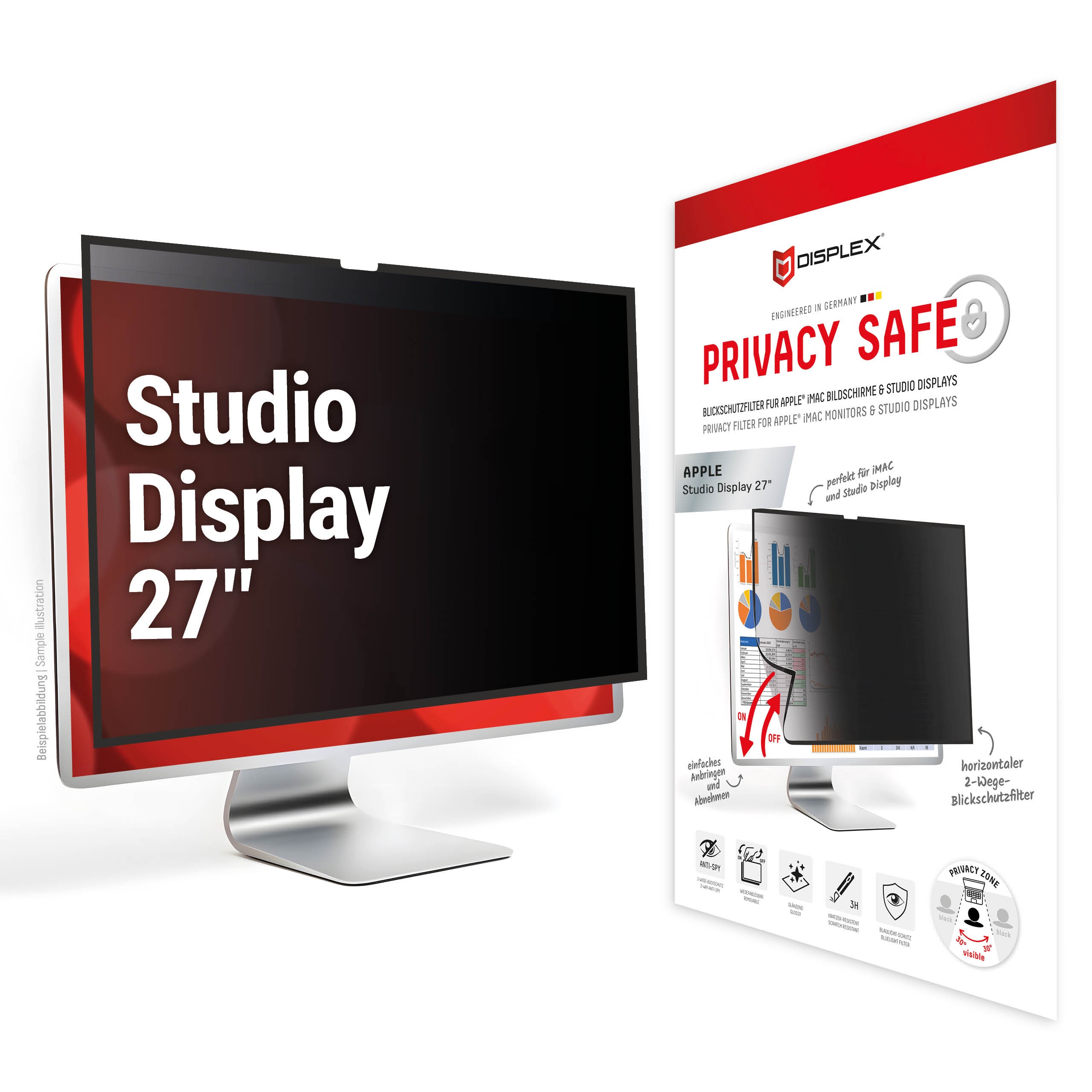 Displex PRIVACY SAFE removable 2-way privacy filter for Studio