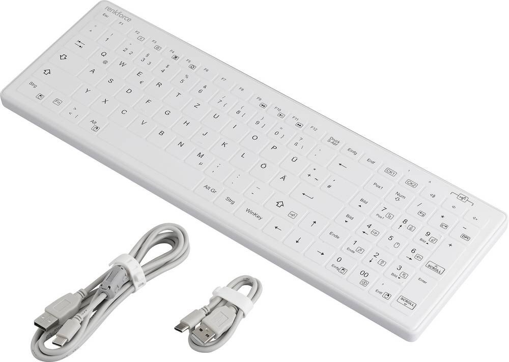 Renkforce RF-WPIK-500 USB Hygiene-Tastatur Deutsch, QWERTZ Weiß