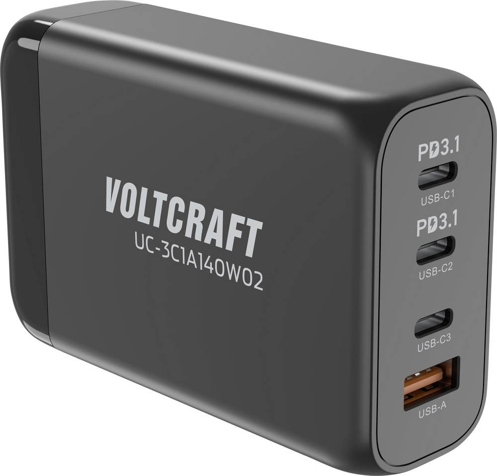 VOLTCRAFT UC-3C1A140W02 USB charger 140W 3x USB-C , 1x USB-A Anzahl