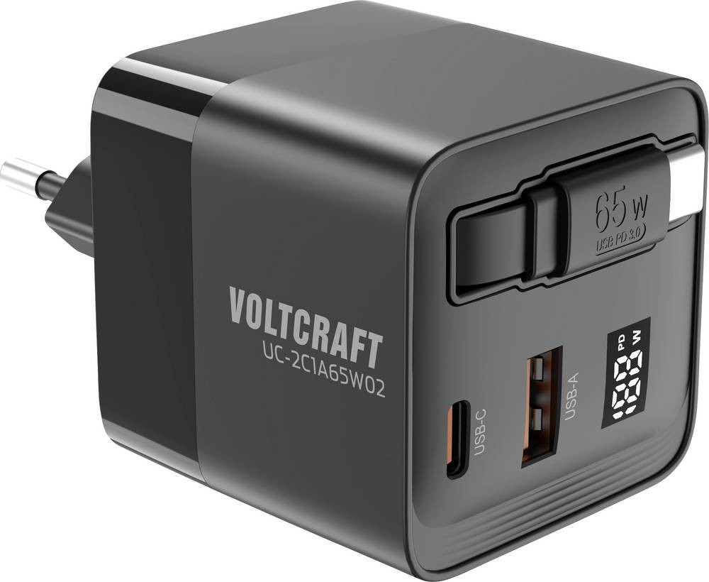 VOLTCRAFT UC-2C1A65W02 USB charger 65W 1x USB-A, 2x USB-C Anzahl