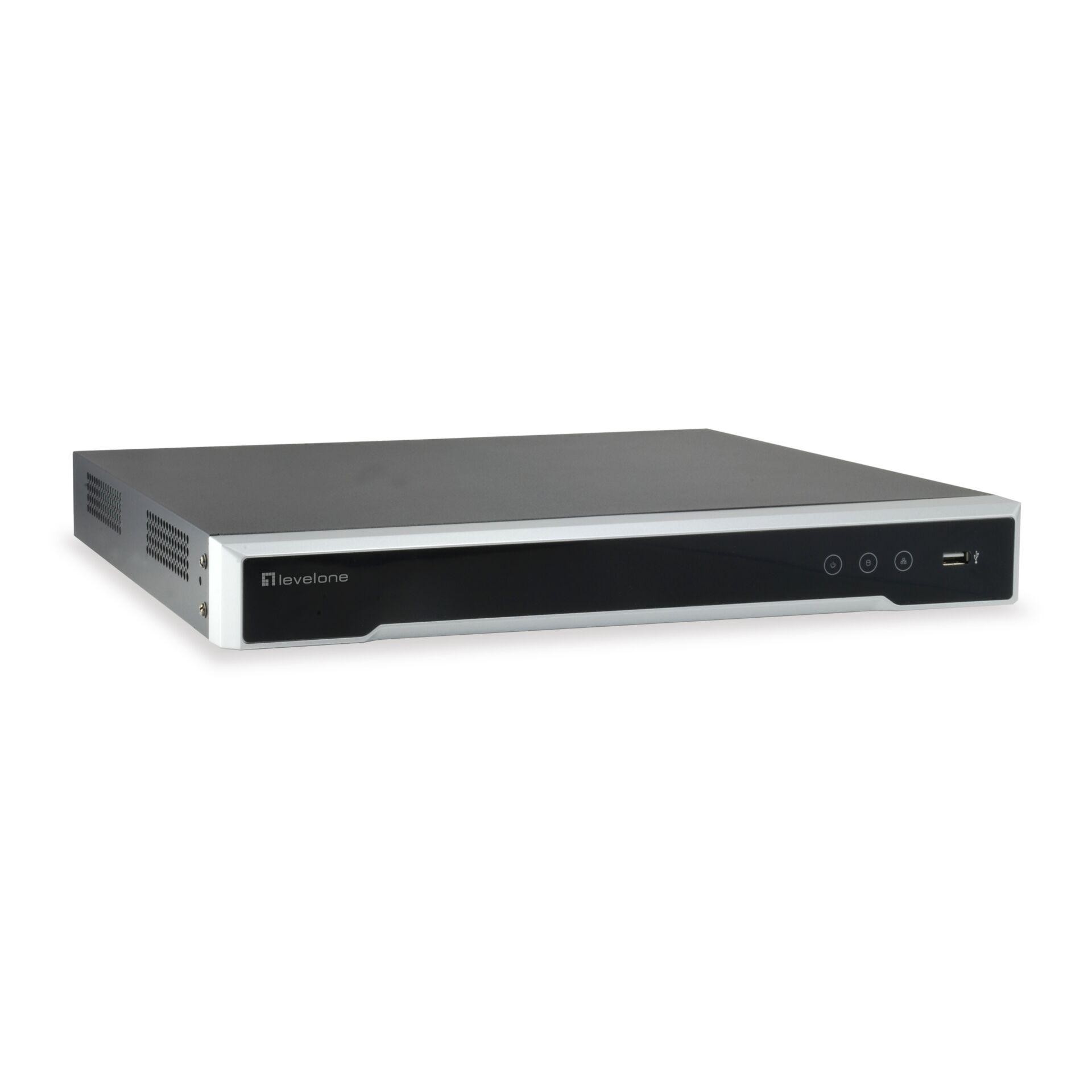 LevelOne GEMINI 8-Channel PoE Network Video Recorder, 8 PoE Outputs,
