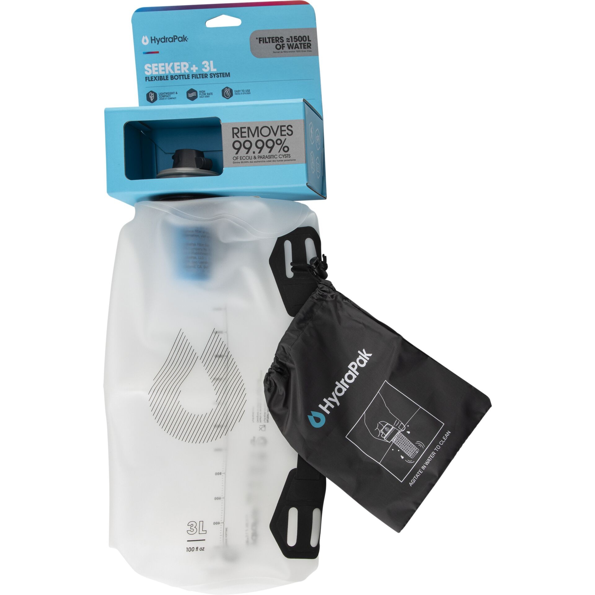 Hydrapak Seeker 3L Trinktank avec Filter transparent