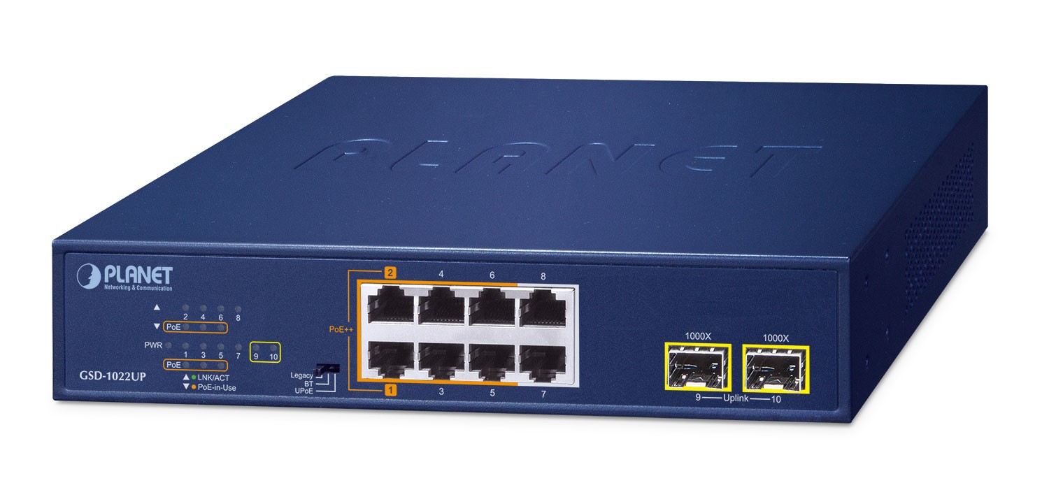 PLANET 2-Port 10/100/1000T 802.3bt Unmanaged Gigabit Ethernet (10/100/