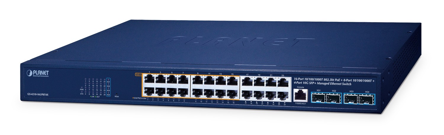 PLANET GS-4210-16UP8T4X network switch Managed L2/L4 Gigabit Ethernet
