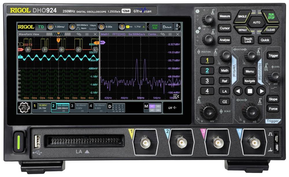 Rigol DHO924 Digital-Oszilloskop 200MHz 1.25 GSa/s 50 Mpts 12 Bit 1