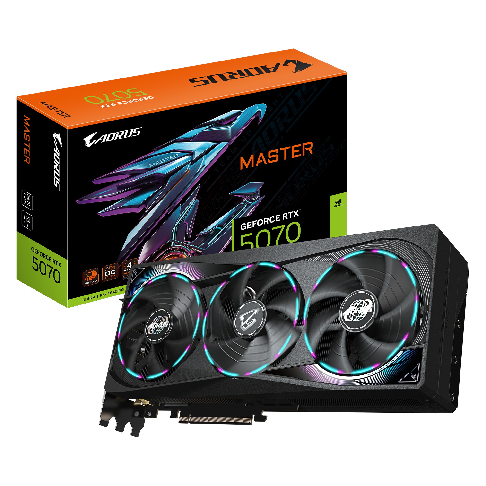 GIGABYTE AORUS GeForce RTX 5070 MASTER 12G Graphics Card - 12GB GDDR7,