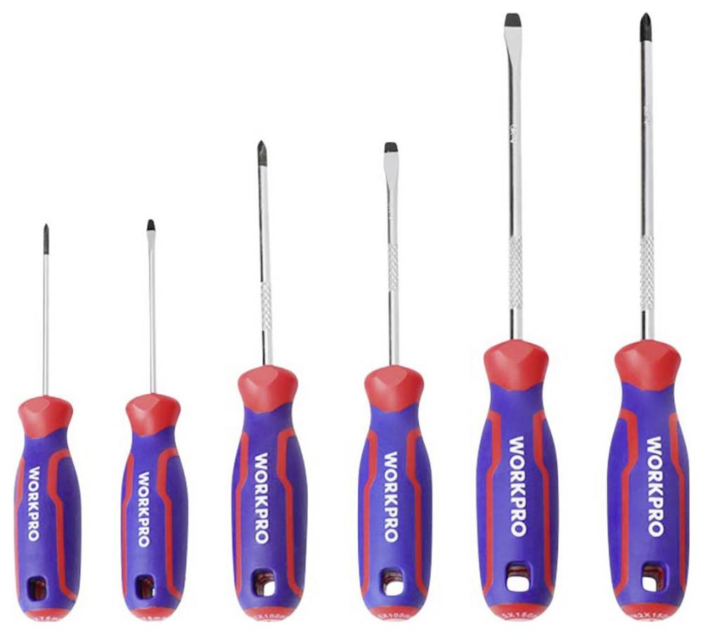 WALTER Schraubendreher Set extra lang 6-tlg, magnetisch, 32,5 cm, Griff gummiert 9002924081968