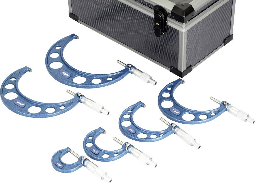 Dasqua 4111-8215 Bügelmessschrauben-Set mit Kontrollmaß 0 - 150mm