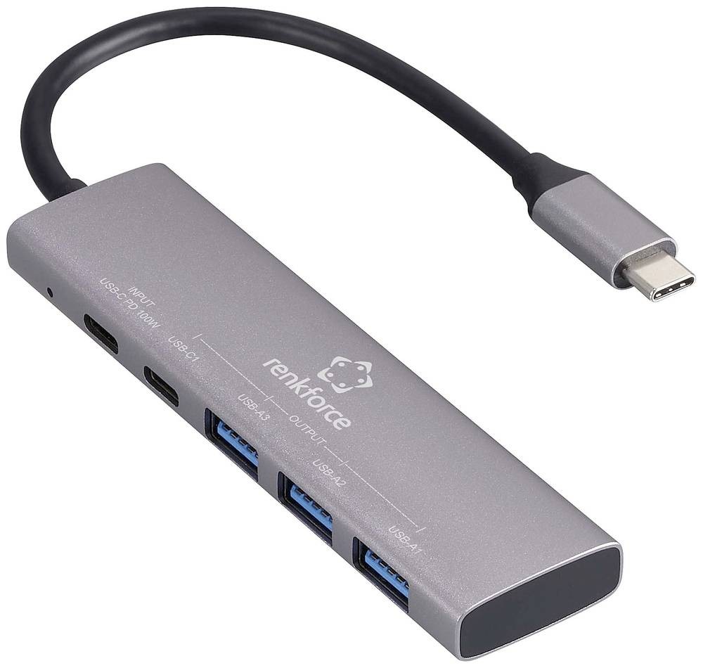 Renkforce RF-6439798 USB-Hub 5 Port USB-A USB 3.2 Gen1 5 GBit/s USB-C