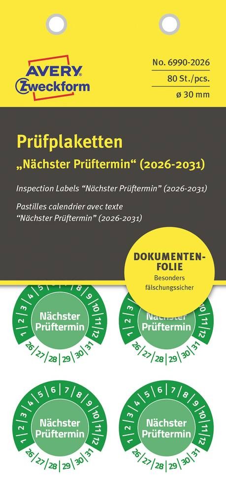 Avery-Zweckform 6990-2026 Prüfplakette verde fleuret auto-adhésifs (
