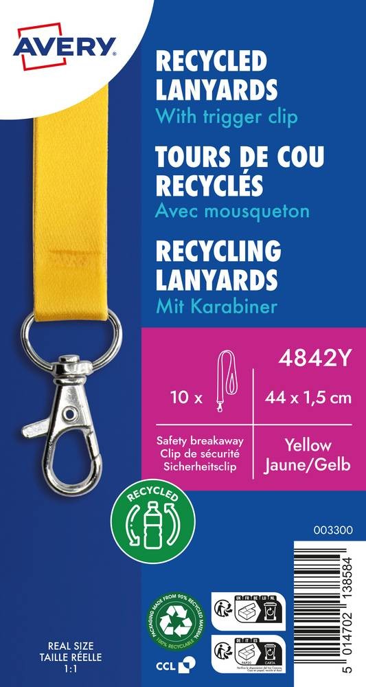 Avery 4842Y badge holder accessory Badge lanyard Yellow 10 pc(s) -