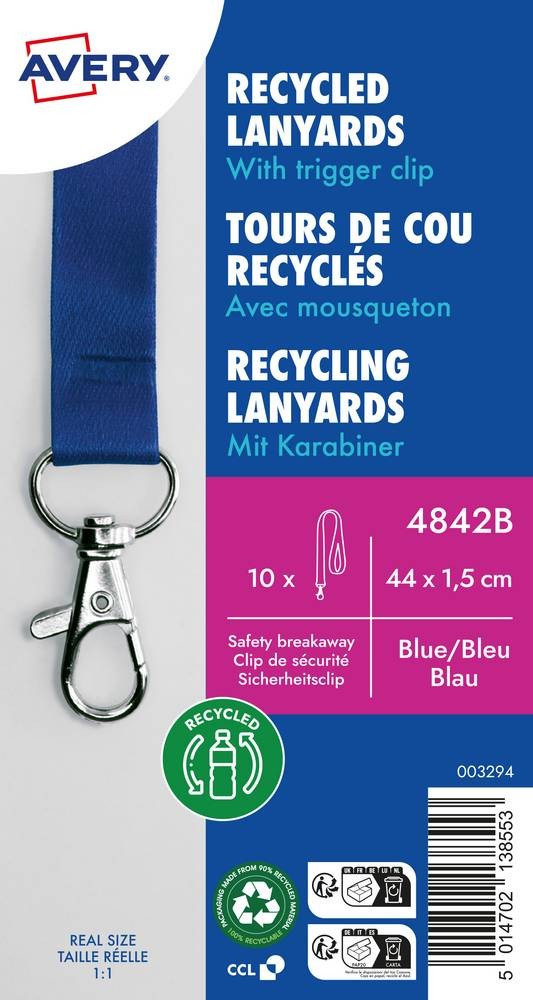 Avery 4842B identity badge/badge holder Metal, Polyethylene