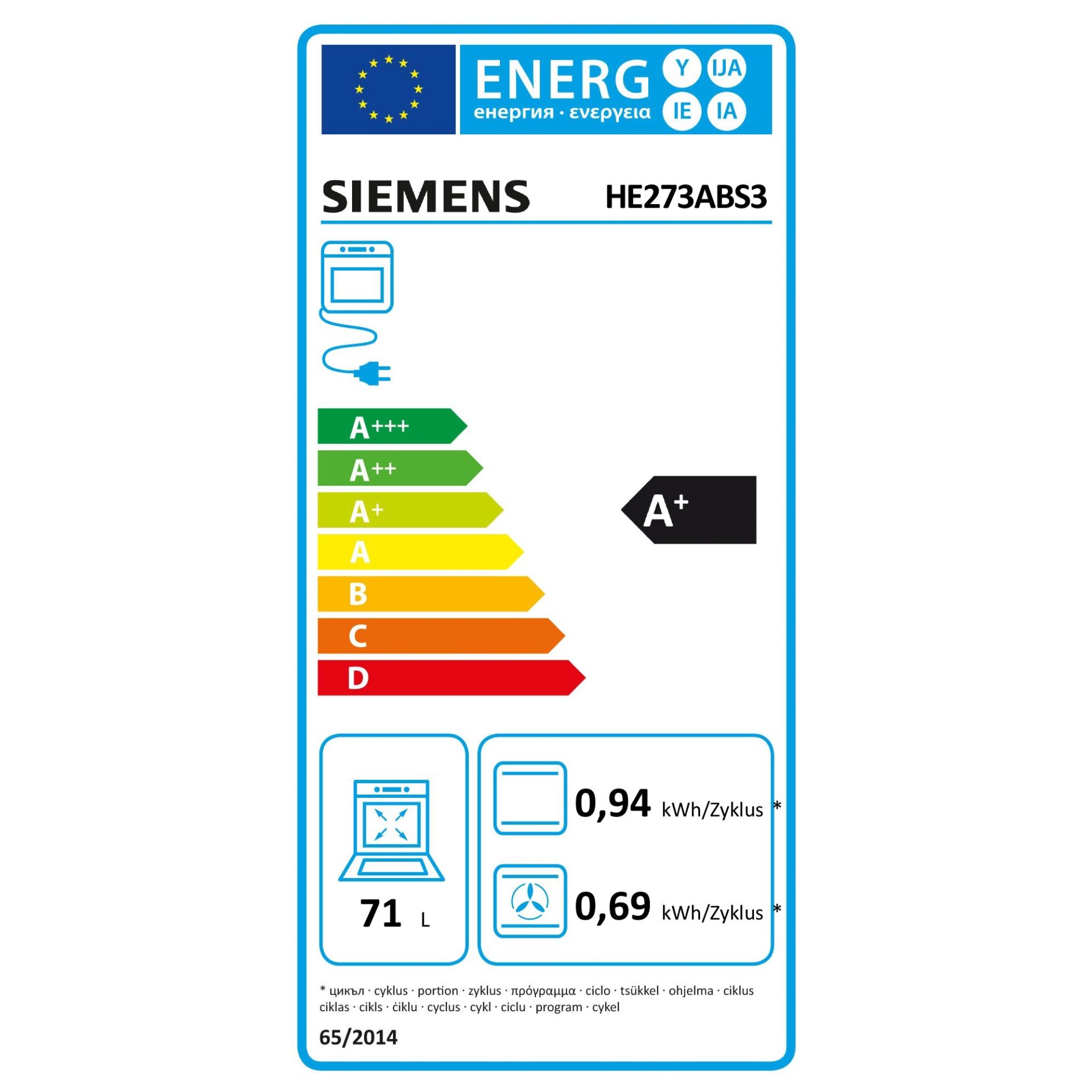 Siemens iQ300 HE273ABS3 + EA64RGNA1E cooking appliance set Ceramic